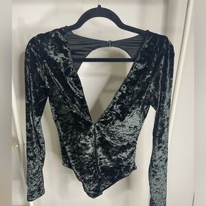 VS Black Velvet Plunge Women's Bodysuit